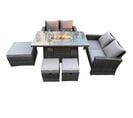 7 Places Salon De Jardin En Rotin Canapé Chaise Set Ave 3 Tabouret