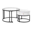 Ensemble Élégant De Deux Tables Blanches - Avec Plateau En Verre