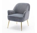 Fauteuil En Velours Doux Moderne Avec Pieds En Or - Gris