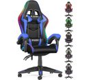 Ergonomique Chaise Gaming Avec Éclairage LED Effets-Bleu