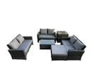 Gris Foncé 7 Places Salon De Jardin En Rotin Ave Canapé D'amour Table Basse Set