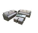 Salon De Jardin En Rotin Avec Canapé Table Basse 2 Tabourets Mélange Gris Foncé