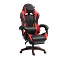 Fauteuil Gamer - Chaise Gaming - Hauteur Réglable - Support Lombaire Et Repose-pieds - Noir Et Rouge