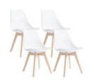 Lot De 4 Chaises - Blanc - Chaise Scandinave - Pieds En Bois (4 Chaises Dans Un Colis)