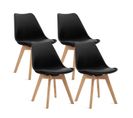 Lot De 4 Chaises - Noir - Chaise Scandinave - Pieds En Bois (4 Chaises Dans Un Colis)