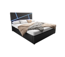 Lit Rembourré Confortable Avec Bandes Lumineuses LED, 140x200 Cm, Noir