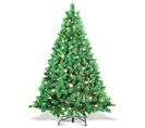 Sapin De Noël Aiguilles De Pin Avec Support Extérieur Flocage 180cm Avec LED Blanc Chaud