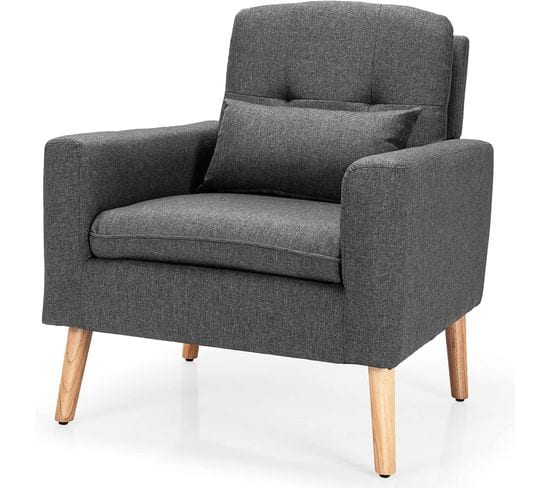 Fauteuil De Salon 1 Personne Avec Oreiller, Canapé 1 Place Pour Chambre, Salon, Bureau,77x73x85 Cm