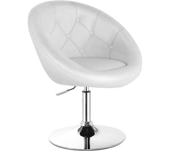 Chaise Bureau Sans Roulettes Pivotante En Cuir Pu, Fauteuil Coiffeuse Hauteur Réglable 77-92cm