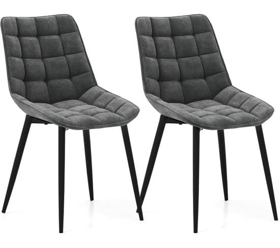 Lot De 2 Chaises De Salle à Manger En Velours, Chaise Rembourrée Scandinave , Salon, Chambre, Gris