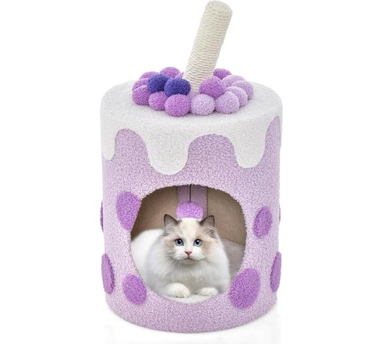 Niche Maison Pour Chat D'intérieur, Petit Condo Pour Chat Avec Balle En Peluche(violet)