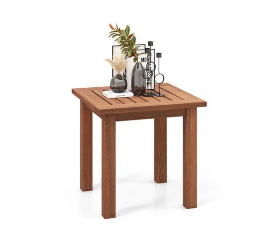 Table D’appoint Extérieure En Bois Dur Charge 35kg，pour Patio Terrasse Cour 45x45x43cm, Naturel