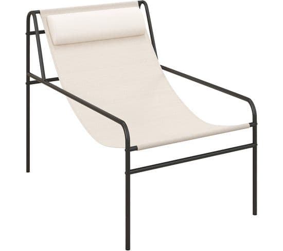 Chaise De Jardin Avec Cadre En Métal Et Appui-tête Amovible, Cour, Moderne Et Simple(beige)