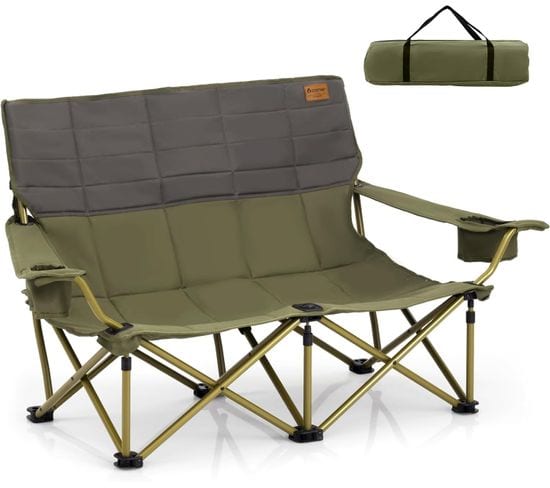 Chaise De Camping Surdimensionnée, Chaise Portable À 2 Places, Charge 300 Kg (vert,149 X 70 X 80 Cm)