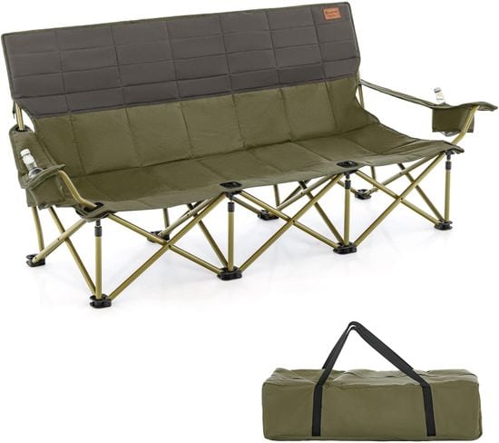 Chaise De Camping Surdimensionnée, Chaise Portable À 3 Places, Charge 450 Kg(196 X 70 X 82 Cm Vert)