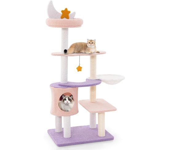 Arbre à Chat Mignon De 140 Cm, Centre D'activité Multicouche Avec Hamac, Panier Et Condo(moderne)