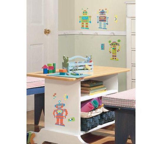 Stickers Repositionnables Petits Monstres Multicolores - Petits Robots Multicolores