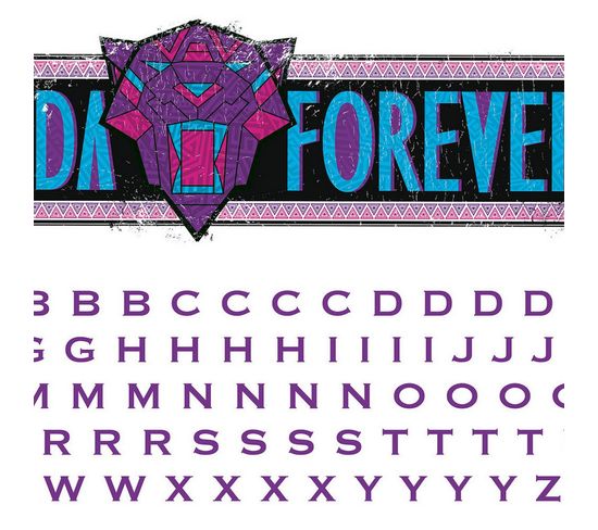 Stickers Repositionnables - Black Panther : Wakanda Forever Et Lettres De L'alphabet - 73 Cm X 20 Cm