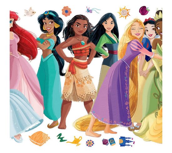 Stickers Repositionnables - Princesses Disney Et Motifs Floraux - 91 Cm X 42 Cm