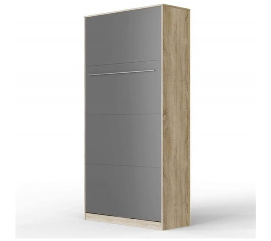 Armoire Lit Escamotable 90x200 cm Vertical Mural Supérieur Chêne Sonoma/anthracite