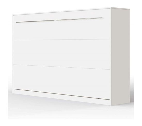 Armoire Lit Escamotable 120x200 cm Supérieur Horizontal Mural Blanc/blanc