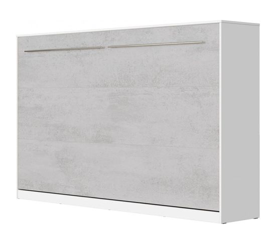 Armoire Lit Escamotable 120x200 cm Supérieur Horizontal Mural Blanc/béton