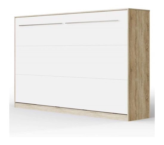 Armoire Lit Escamotable 120x200 cm Supérieur Horizontal Mural Chêne Sonoma/blanc