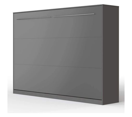 Armoire Lit Escamotable 140x200 cm Supérieur Horizontal Mural Anthracite/anthracite