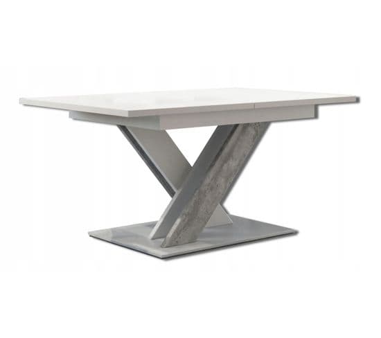 Table À Manger Extensible Bruce - Beton Et Blanc 140-180 Cm