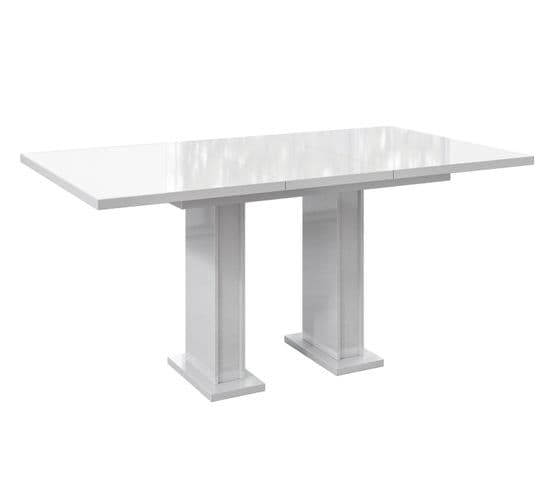 Table À Manger Extensible Ross - Blanc Laque 120-160 Cm