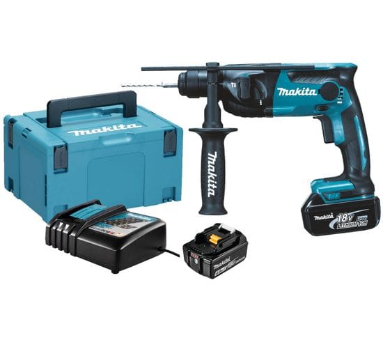 Perforateur Sds Plus 18v + 2 Batteries 4ah + Chargeur + Coffret Makpac 3 - Makita - Dhr165rmj