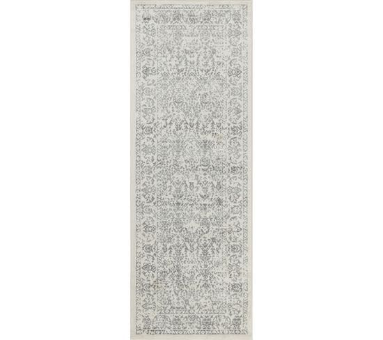 Tapis De Couloir Vintage Oriental Blanc/gris 80x220
