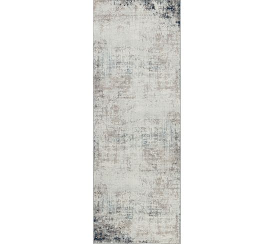 Tapis De Couloir Abstrait Moderne Ivoire/gris/bleu 80x220