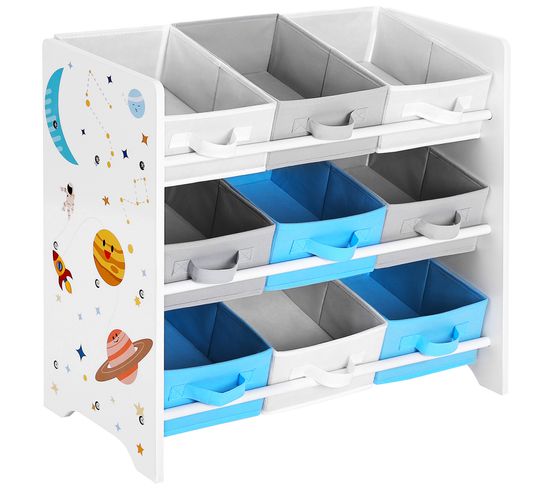 Étagère De Rangement Enfant Pour Jouets Et Livres, 9 Boîtes Amovibles 62,5 X 29,5 X 60 Cm, Blanc