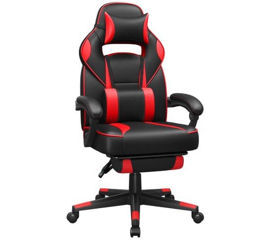 Fauteuil Gamer, Chaise Gaming, Siège De Bureau Réglable, Avec Repose-pieds Télescopique