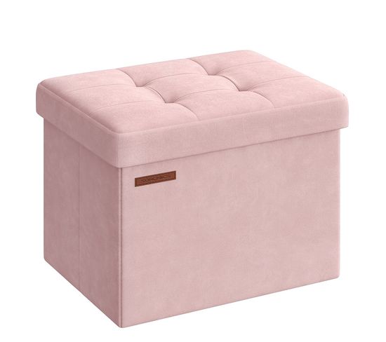 Banc De Rangement, Boîte En Velours, Repose-pieds Avec Couvercle, 31 X 41 X 31 Cm, Rose Bonbon