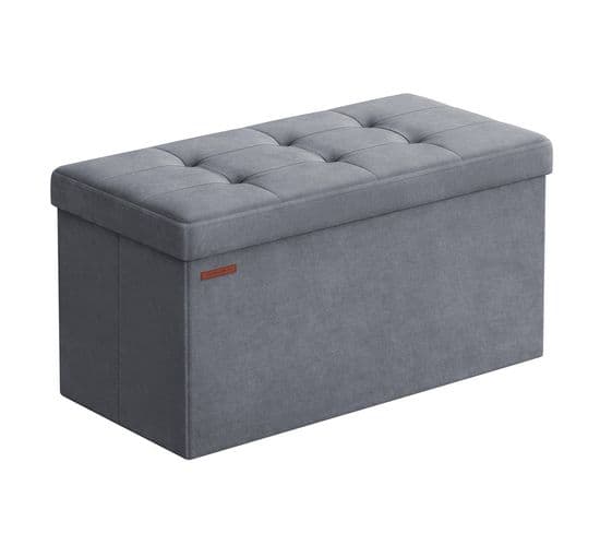 Banc De Rangement, Avec 2 Boîtes, 38 X 76 X 38 Cm, Capacité De Charge 300 Kg, Gris Ardoise