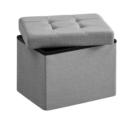 Pouf De Rangement Pliable 41 Cm - Repose-pieds - Gris Clair