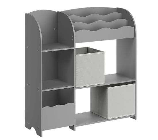 Étagère De Rangement Pour Enfants, Organisateur Avec 2 Boîtes De Rangement, Gris Tourterelle