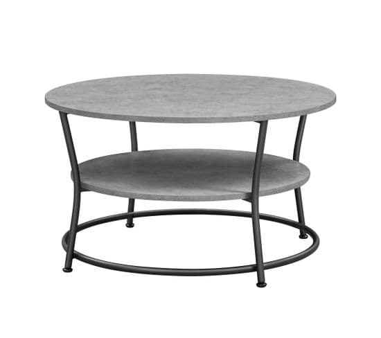 Table Basse, Table De Salon Avec Étagère De Rangement, Style Industriel, Gris Béton Et Noir D'encre