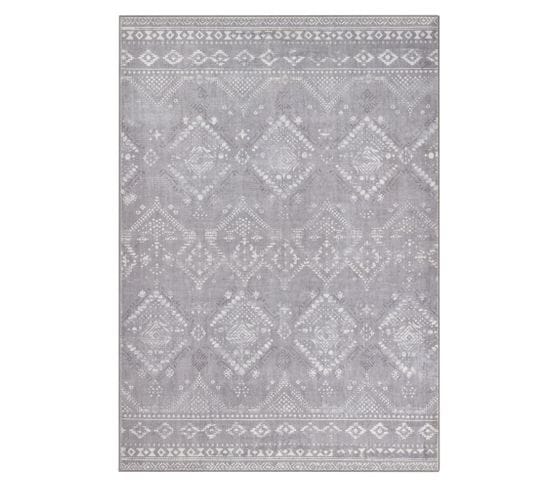 Tapis De Chambre 120 X 170 Cm, Antidérapant, Lavable En Machine, Style Bohème, Gris Tourterelle