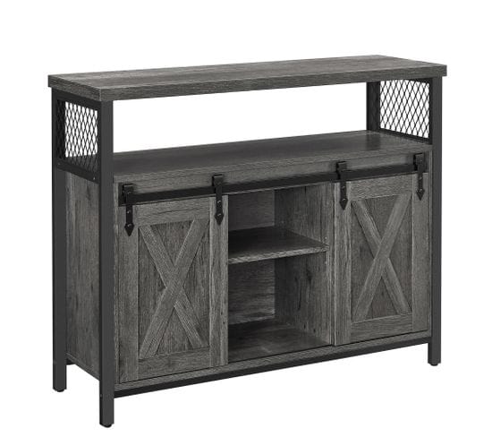 Buffet Cuisine avec 2 Portes, 100 x 33 x 80 cm, Style Industriel, Gris Anthracite, Noir