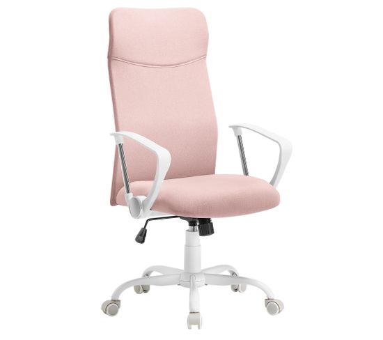 Fauteuil De Bureau, Réglable En Hauteur Et Inclinable, Capacité De Charge 120 Kg, Rose Bonbon