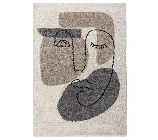 Tapis de salon moderne LOOKER - Beige - 120x170 Cm