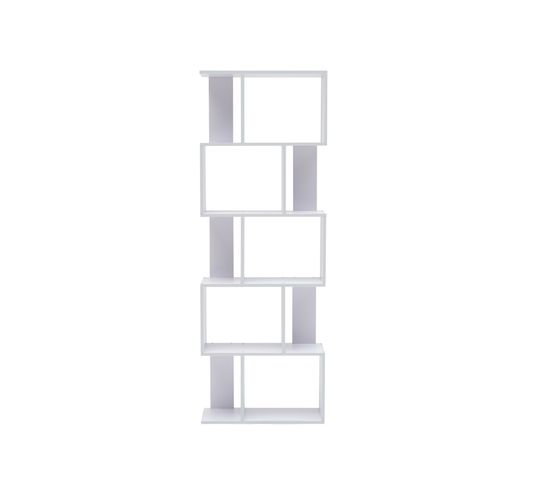 Bibliotheque Etageres Bois Blanc Design 172,5x60x24,5