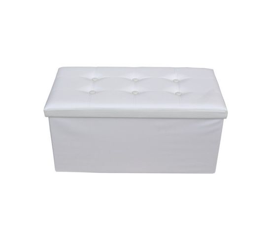 Pouf Coffre De Rangement Banc Rectangle Blanc Stokage 38x76x38