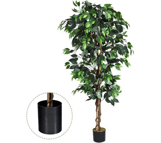 Arbre Artificiel, Plante Artificielle En Pot, Hauteur 180cm,1008 Feuilles Et Tige Naturelle