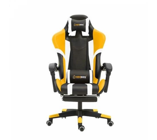 Chaise De Bureau Et Gaming Jaune Herzberg Hg8083-ylw