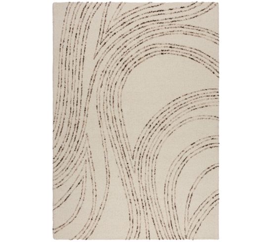 Tapis De Salon En Laine Whirl En Laine - Marron - 200x290 Cm