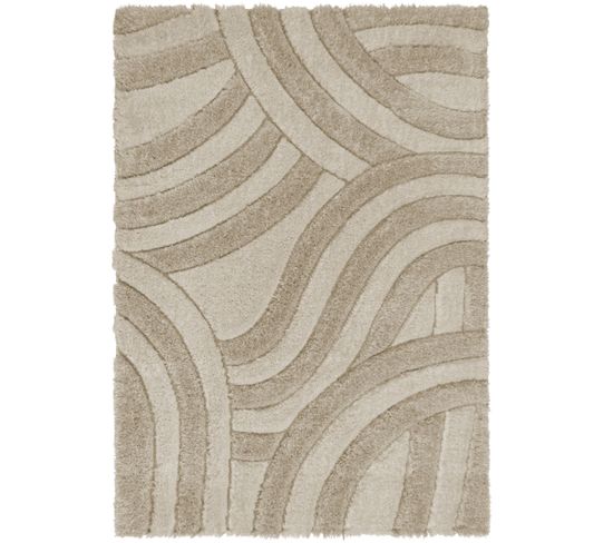 Tapis De Salon Épais Moderne Fuzzy En Polyester - Beige - 200x290 Cm